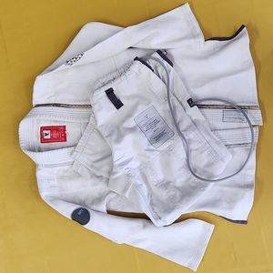 VHTS - (A2) Mens BJJ GI, White w/Grey Trim and Patches